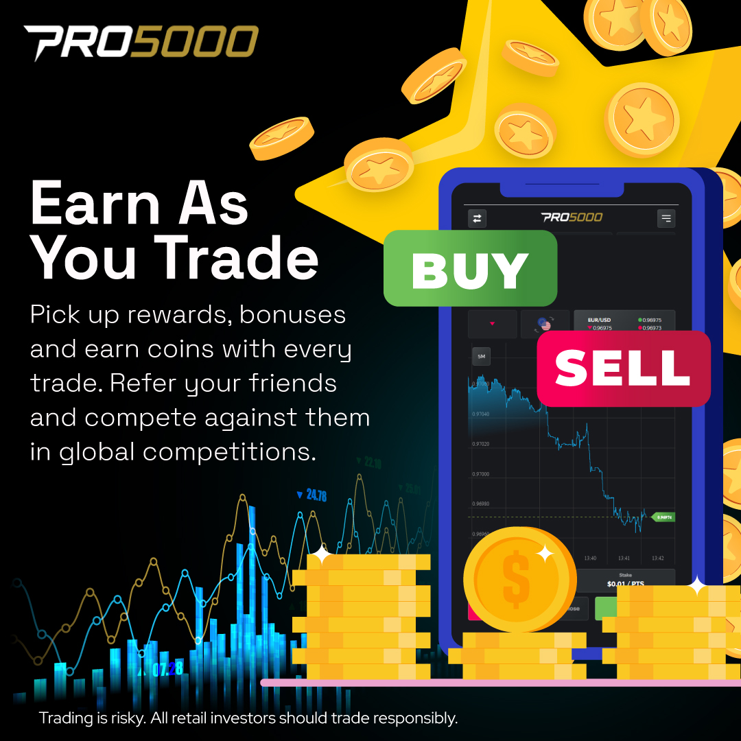 Pro5000Fx's tweet image. Earn As You Trade. 
✅Pick up rewards, bonuses and earn coins with every trade. 
✅Refer your friends and compete against them in global competitions.  
Open your Instant Account and start trading with Pro5000 today!
➡️ pro5000.com
#PRO5000 #Benefits