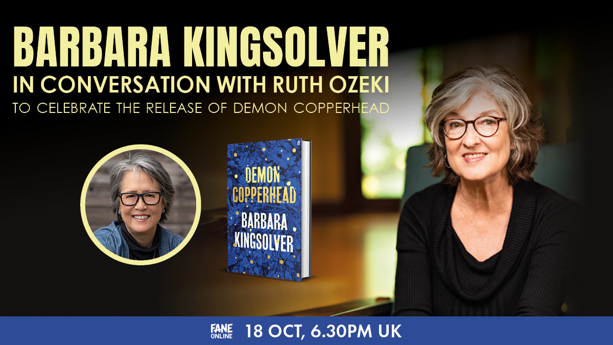 💙 'Righteously angry, DEEPLY moving, wholly immersive, totally convincing & exquisitely written.' - @MarianKeyes In conversation with @ozekiland, join #BarbaraKingsolver tomorrow on #FaneOnline as she explores the inspiration behind #DemonCopperhead. 🎟️ fane.co.uk/barbara-kingso…