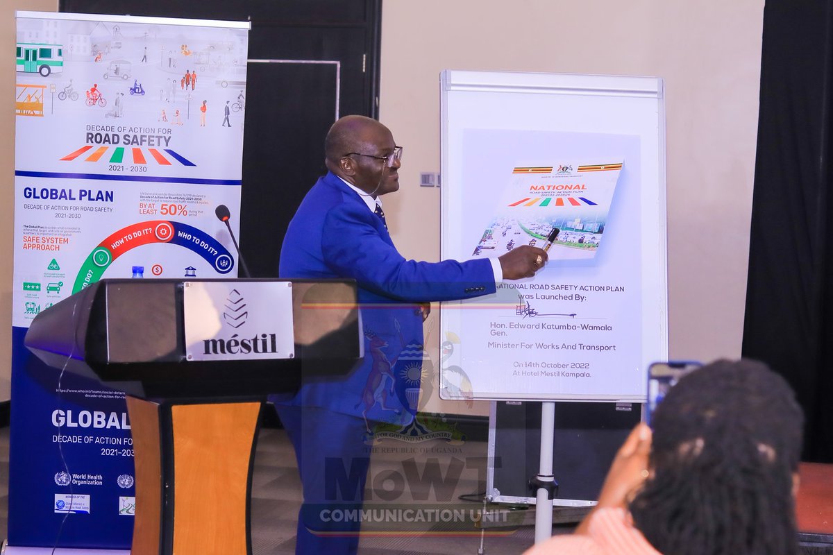 MoWT_Uganda's tweet image. @GenWamala Launched the National Road Safety Action Plan 2022-2026.
The plan recognizes that human factors contribute over 80% of the road crashes. 5 areas of focus.
- Road Safety Mng't
- Safe Road Infrastructure
- Vehicle Safety
- Safe Road Use
- Post-Crash Response.