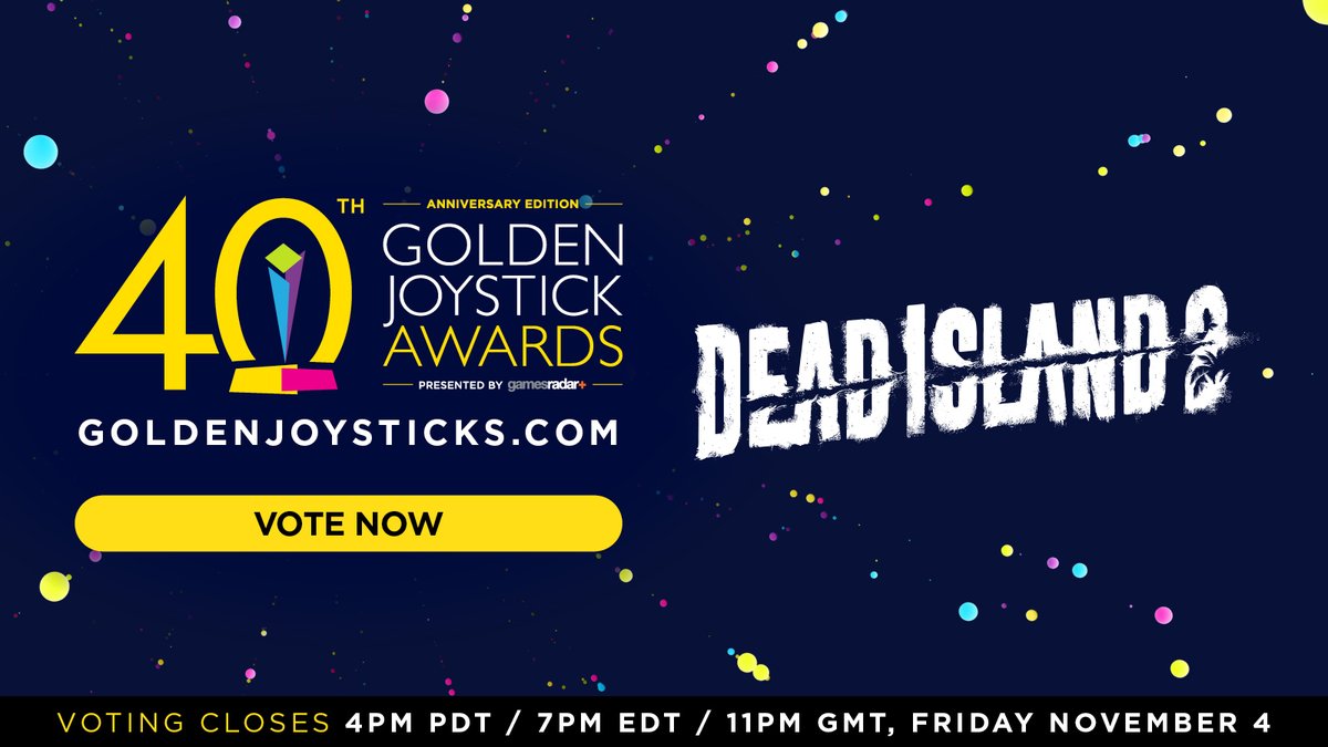 We're delighted to say that @deadislandgame has been nominated in the Most Wanted Game category at this year's #GoldenJoystickAwards! Huge thanks go to all you slayers for supporting #deadisland2! 💀🏝️ Cast your vote until November 4 using the link👇 fal.cn/3sKuB