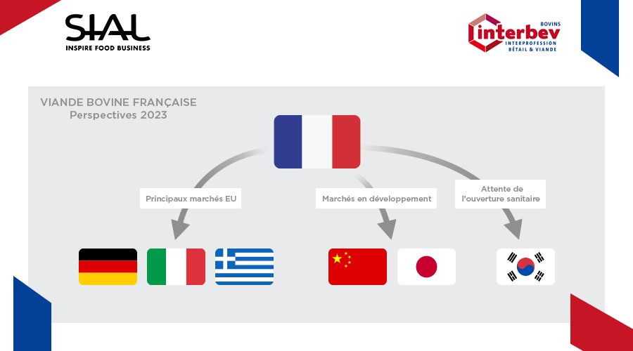 Interbev_fr's tweet photo. [#SIALParis - #FrenchBeef]
Quelles perspectives pour 2023 ?
▫️ Principaux marchés européens ciblés pour l’export : 🇩🇪 / 🇮🇹 / 🇬🇷
▫️ Développement des marchés chinois 🇨🇳 et japonais 🇯🇵
▫️ Attente de l’ouverture sanitaire de la Corée du sud 🇰🇷 pour explorer ce nouveau marché https://t.co/JQqKR5lvjH