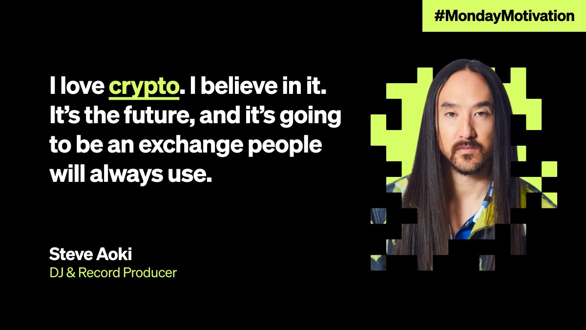 okx's tweet photo. #MondayMotivation 💪 @steveaoki

Steve Aoki, one of the best-known club DJs in the world, backs #crypto with a firm belief in #Web3 🔥🔥🔥 https://t.co/Ty0GHw4N3V