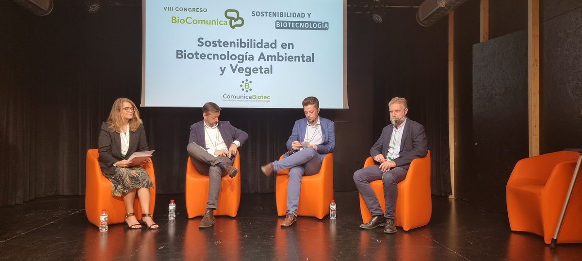 La segunda mesa de #BioComunica22 aborda la sostenibilidad en biotecnología ambiental y vegetal moderada por <a href="/Barroetilla/">Belén Barroeta</a> y con Gonzaga Ruíz de Gauna de <a href="/biovegen/">BIOVEGEN</a>, <a href="/jesusagUerog/">Jesús Agüero</a> y Abraham Esteve de IMDEA Agua