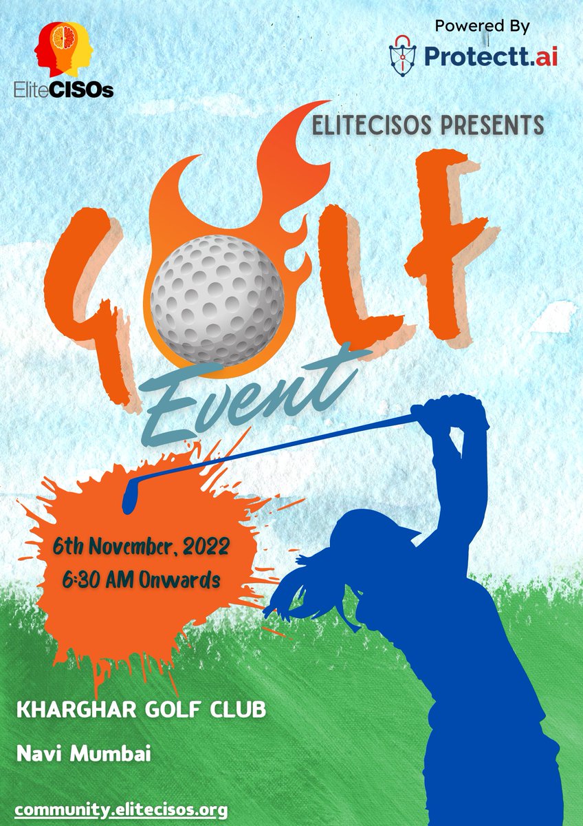 _EliteCISOs's tweet photo. Did you know that an average golfer 🏌️‍♀️ has a 12,500 to 1 chance of hitting a hole-in-one. Do you believe you can beat the odds? Display your golf prowess in the first ever EliteCISOs Golf Event Powered by https://t.co/RGTs0BUa4Z Labs Pvt Ltd https://t.co/8FqwDm2GwI
