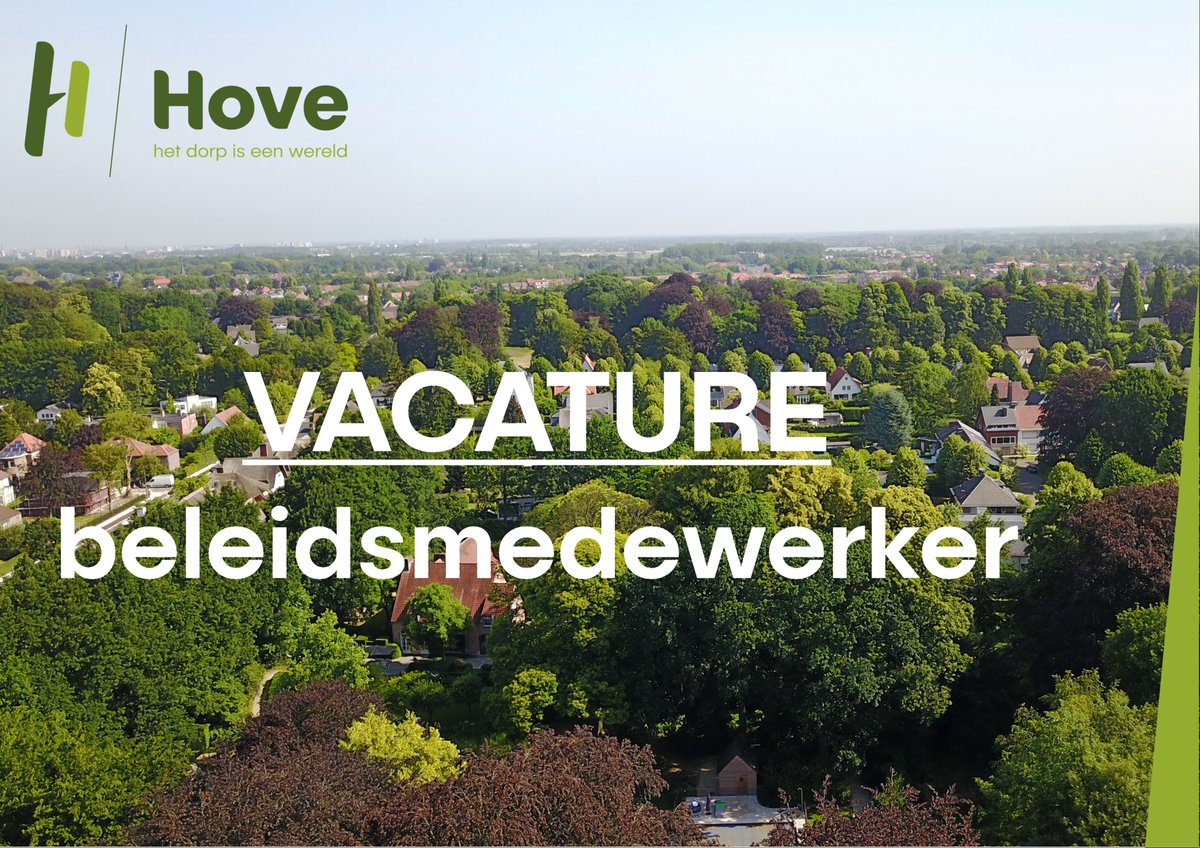 gemeente_Hove's tweet image. Ons bestuur is op zoek naar een beleidsmedewerker (A-niveau). Solliciteren doe je (vóór 25/11) via hove.be/vacatures