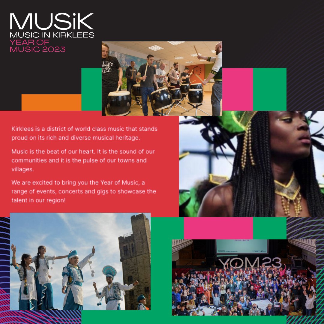 As we tune-up to the Year of Music, we are thrilled to announce our official Strands and themes, which will inform the framework of the programme across the full 12 months musicinkirklees.co.uk  

#YearofMusic2023 #KYOM23 #musicinkirklees
