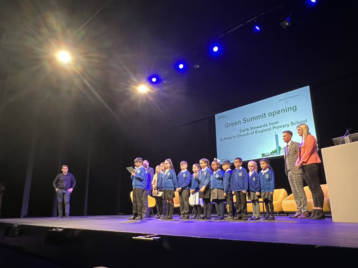 MarcelRidyard's tweet photo. .@AndyBurnhamGM @MayorofGM opens #GMGreenSummit2022 and introduces the inspiring generation of #EarthStewards at St Peters Church of England Primary School in Rochdale. These are the people who are going to take the fight to climate change in the future. https://t.co/y6X7jyOHuP