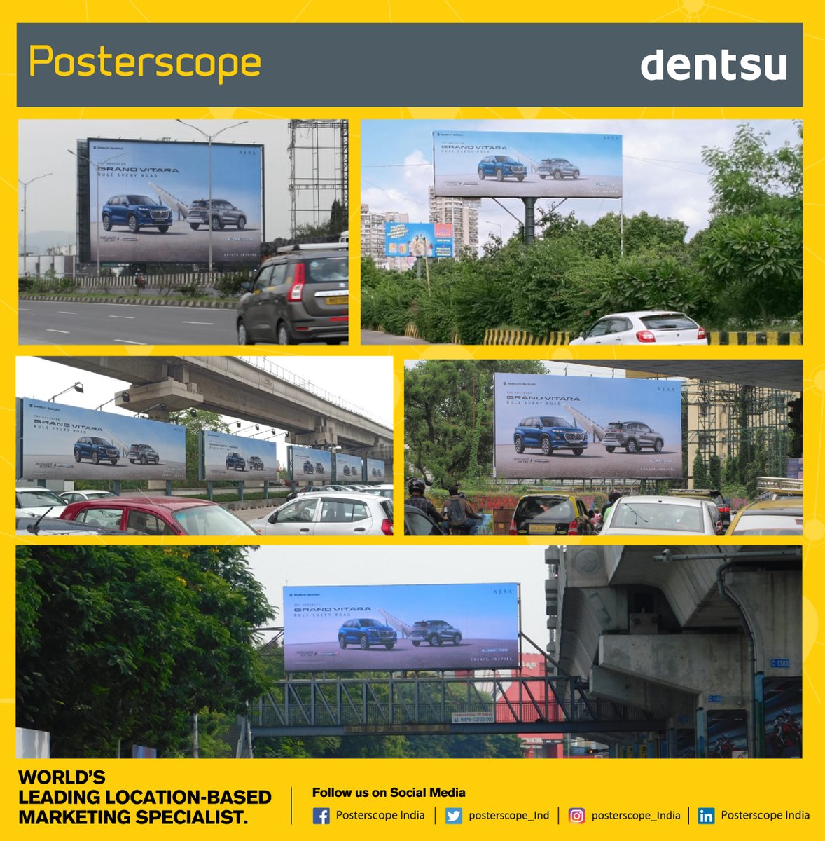 posterscope_ind's tweet photo. Posterscope executes the Maruti Grand Vitara OOH campaign across various cities
#campaignupdates #ooh #oohads #oohadvertising #posterscopeindia #dentsu https://t.co/RE89II6awb