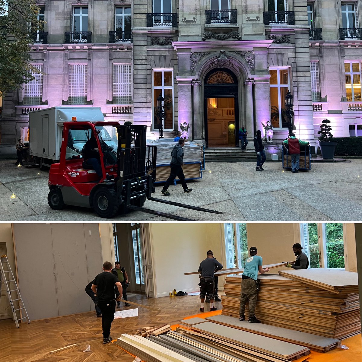 GroupeSpat's tweet photo. Work in Progress ! 🔧🔩
D-3 before the opening at #HotelSalomondeRothschild

#spat #groupespat #expo #exposition #salon #congres  #organisation #regietechnique #logistique #prestataire #coordination #événementiel #event #art #image #oeuvres #Offscreen_Paris https://t.co/urStFE4Sxk
