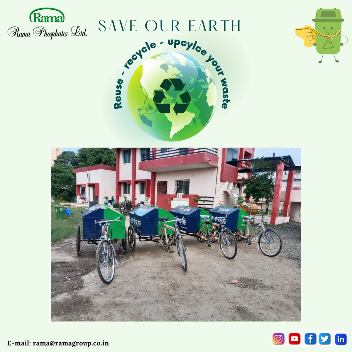 RamaPhosphates's tweet photo. Rama Phosphates Ltd has always been responsible for taking care of our environment. On this note, we provided dry &amp; wet waste dustbin cycles to the city council, Sanwer, District. Indore.

#ramaphosphateslimited #environment #environmentalcare #people #help #drywaste #wetwaste https://t.co/oB999Atz1F