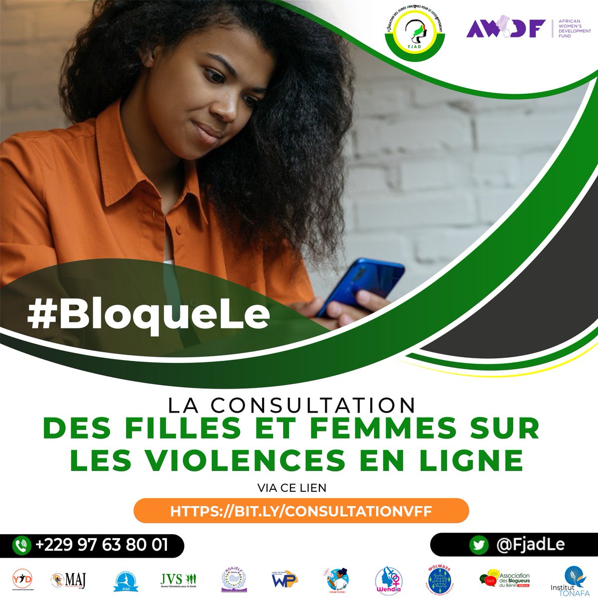 FjadAmazones's tweet photo. 1️⃣🔴Consultation des filles et des femmes sur les violences en ligne, Campagne #BloqueLe 🔴 

Initiée par la @FjadLe, la campagne #BloqueLe s'insurge contre les violences en ligne, le cyber-harcèlement et le piratage, veut promouvoir les comportements sains en ligne ⤵️
#BloqueLe https://t.co/pRRTjlo9fE