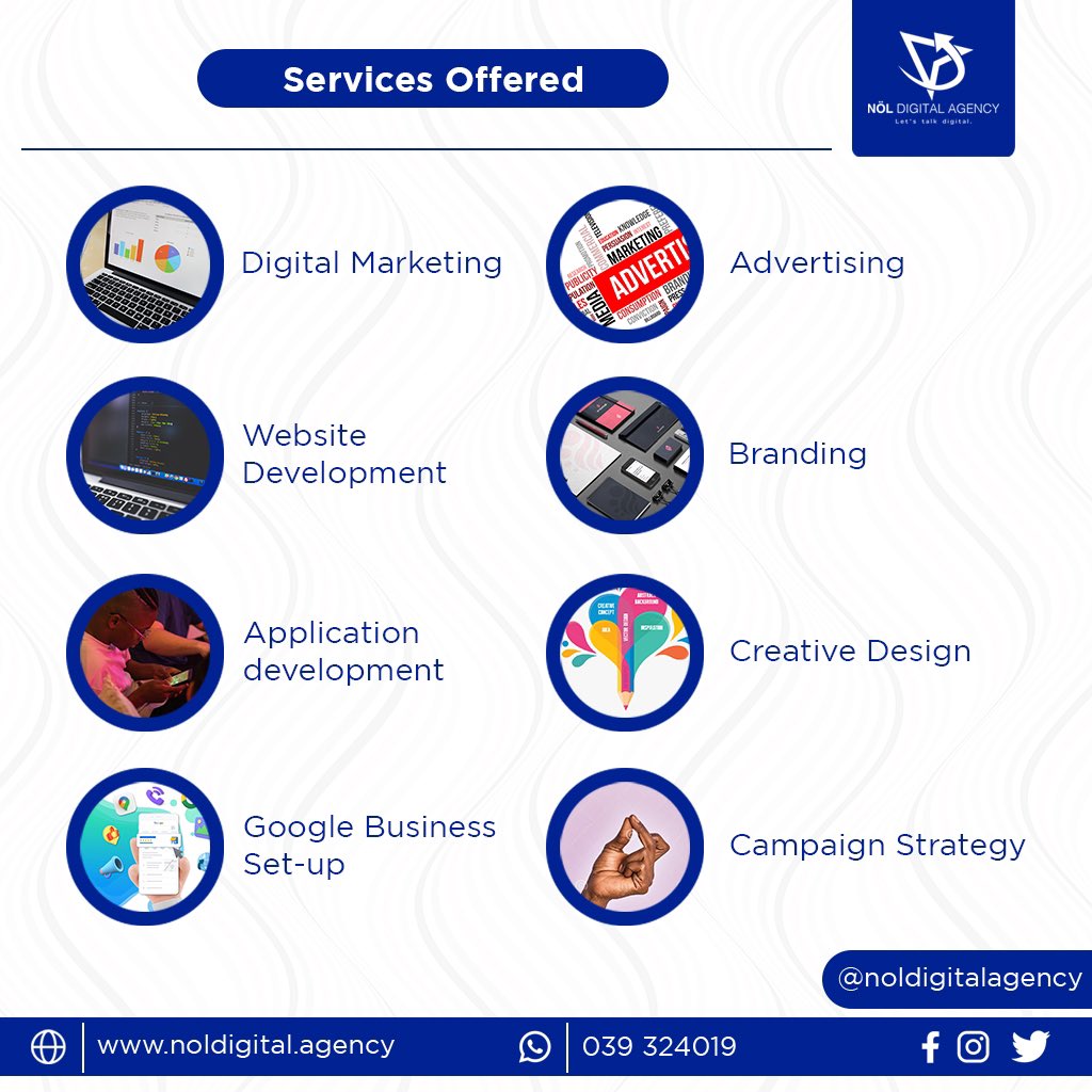 Kobs_Fifi's tweet photo. Are you in need of services to do with digital marketing, advertising, website development, branding, application development, creative design,campaign strategy and google business set up? Reach out to @Nol_digital_ug for the best services. https://t.co/vV7m6JmaI8