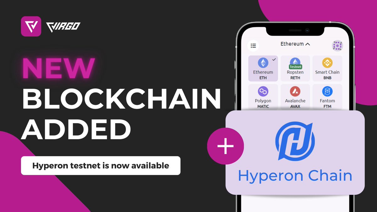 virgo_coin's tweet photo. 🚨 New update, New blockchain added! ⚡️

The @HyperonChain testnet is available on #VirgoWallet; try it now! 🙏

📍For Chrome, Brave, and Opera: https://t.co/Ei5XLq5Z5P

📍 For Firefox: https://t.co/xVJe0eCuMN https://t.co/Lv4qu1EzaO