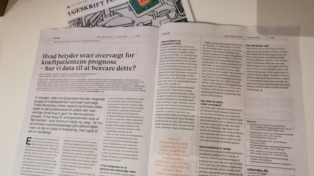 Julie Schmidt (@julieaschmidt1) on Twitter photo Hvad betyder svær overvægt for kræftpatientens prognose – har vi data til at besvare dette?
Læs vores kronink i <a href="/Ugeskriftet/">Ugeskrift for Læger</a> ugeskriftet.dk/debat/hvad-bet…
<a href="/cathrinehjorth/">Cathrine Hjorth</a> <a href="/lauamdisen/">Lau Amdisen</a> <a href="/SolmundeE/">Elisabeth Solmunde</a> <a href="/signeborgquist/">Signe Borgquist</a> <a href="/SGribsholt/">Sigrid Bjerge Gribsholt</a> <a href="/DeeCroninFenton/">Dee Cronin Fenton</a> <a href="/cancer_dk/">Kræftens Bekæmpelse</a> <a href="/DCCC_ObeCaRe/">ObeCaRe</a> <a href="/DCEAarhus/">Department of Clinical Epidemiology, Aarhus</a>
1/7 Hvad betyder svær overvægt for kræftpatientens prognose – har vi data til at besvare dette?
Læs vores kronink i <a href="/Ugeskriftet/">Ugeskrift for Læger</a> ugeskriftet.dk/debat/hvad-bet…
<a href="/cathrinehjorth/">Cathrine Hjorth</a> <a href="/lauamdisen/">Lau Amdisen</a> <a href="/SolmundeE/">Elisabeth Solmunde</a> <a href="/signeborgquist/">Signe Borgquist</a> <a href="/SGribsholt/">Sigrid Bjerge Gribsholt</a> <a href="/DeeCroninFenton/">Dee Cronin Fenton</a> <a href="/cancer_dk/">Kræftens Bekæmpelse</a> <a href="/DCCC_ObeCaRe/">ObeCaRe</a> <a href="/DCEAarhus/">Department of Clinical Epidemiology, Aarhus</a>
1/7