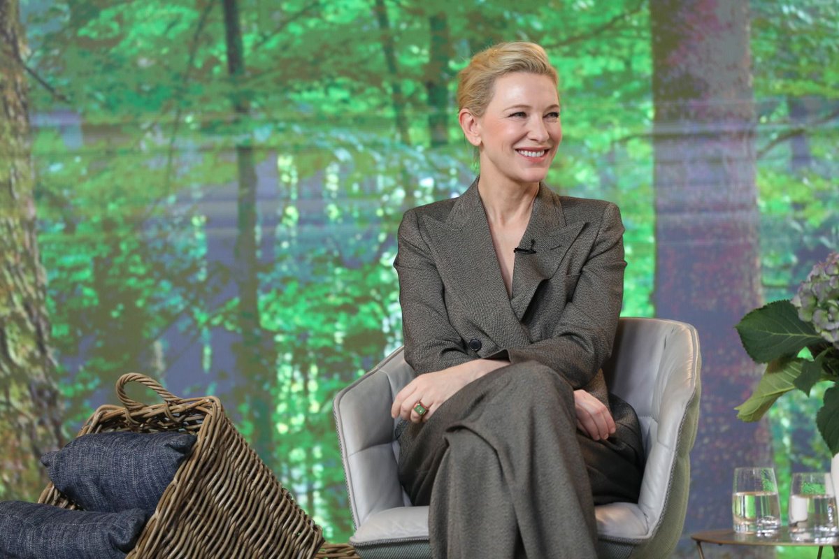 AIBBiz's tweet photo. Cate Blanchett, Global Goodwill Ambassador for UNHCR, the UN Refugee Agency, internationally acclaimed and award-winning actor, producer, humanitarian, and dedicated member of the arts community has taken to the stage for our first fireside chat. 

#backedbyAIB #CFWI22 https://t.co/cZaAHsGEME