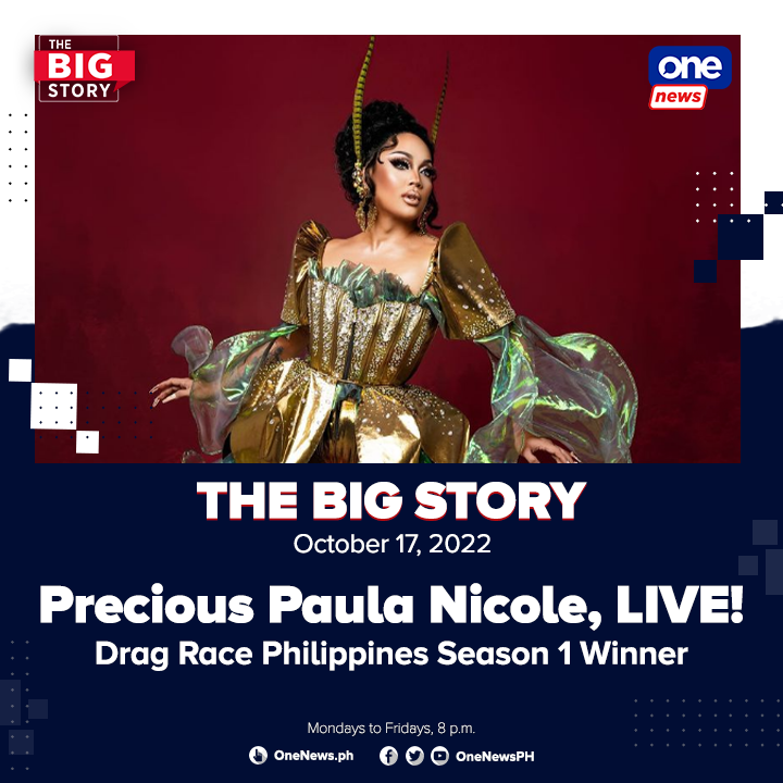 onenewsph's tweet photo. #TheBigStory | Precious Paula Nicole, the winner of #DragRacePH Season 1, is heading to DragCon UK in January 2023.

But before that, the Philippines' first drag superstar will sit down with Jes delos Santos and Rizza Diaz tonight on The Big Story. https://t.co/0CoB6iGBx9