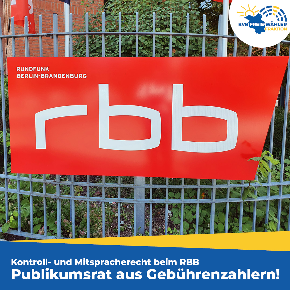 Wir beantragen Kontroll-und Mitspracherechte für die Beitragszahler beim #RBB! Mit dem #Publikumsrat wollen wir für #Mitbestimmung und #Transparenz sorgen. Denn nur so kann es am Ende heißen: Ihre Gebühren - Ihr Sender!
#Schlesinger #Berlin #Brandenburg 
bvb-fw-fraktion.de/2022/10/17/ihr…