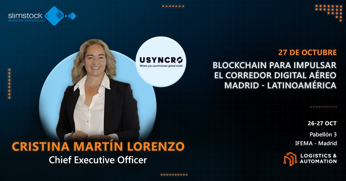 ¿Preparando tu agenda para la próxima semana en <a href="/LogisticsSpain/">Logistics & Automation Spain</a>? 

No te pierdas: 

▶️ #Blockchain para impulsar el #corredor digital aéreo #Europa y #MadridNodoLogístico - #Latam. 
🗓 27/10
🕣 10:30 Hs.
📍 <a href="/IFEMA/">IFEMA MADRID</a> 

logisticsautomationmadrid.com/es/activity/bl… #logística #supplychain #logistics