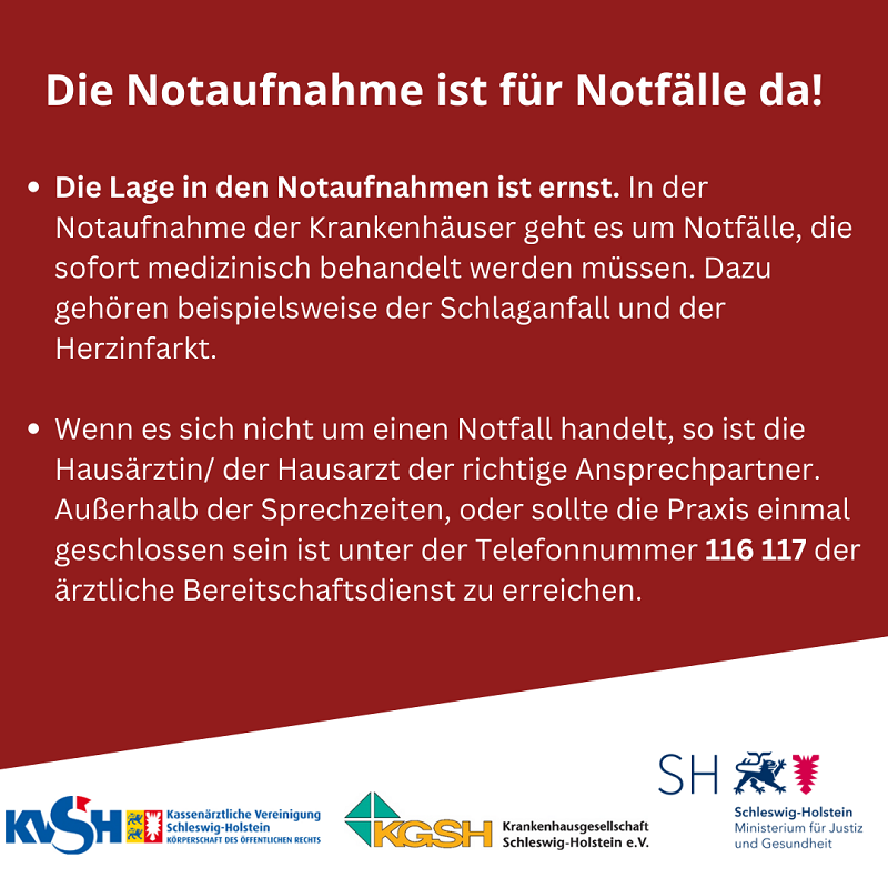 Wichtig: Die #Notaufnahme im Krankenhaus ist nur für Notfälle da! In vielen Fällen hilft ein Besuch in der Hausarztpraxis oder ein Anruf bei der #116117. Mehr Infos: t1p.de/bgymu