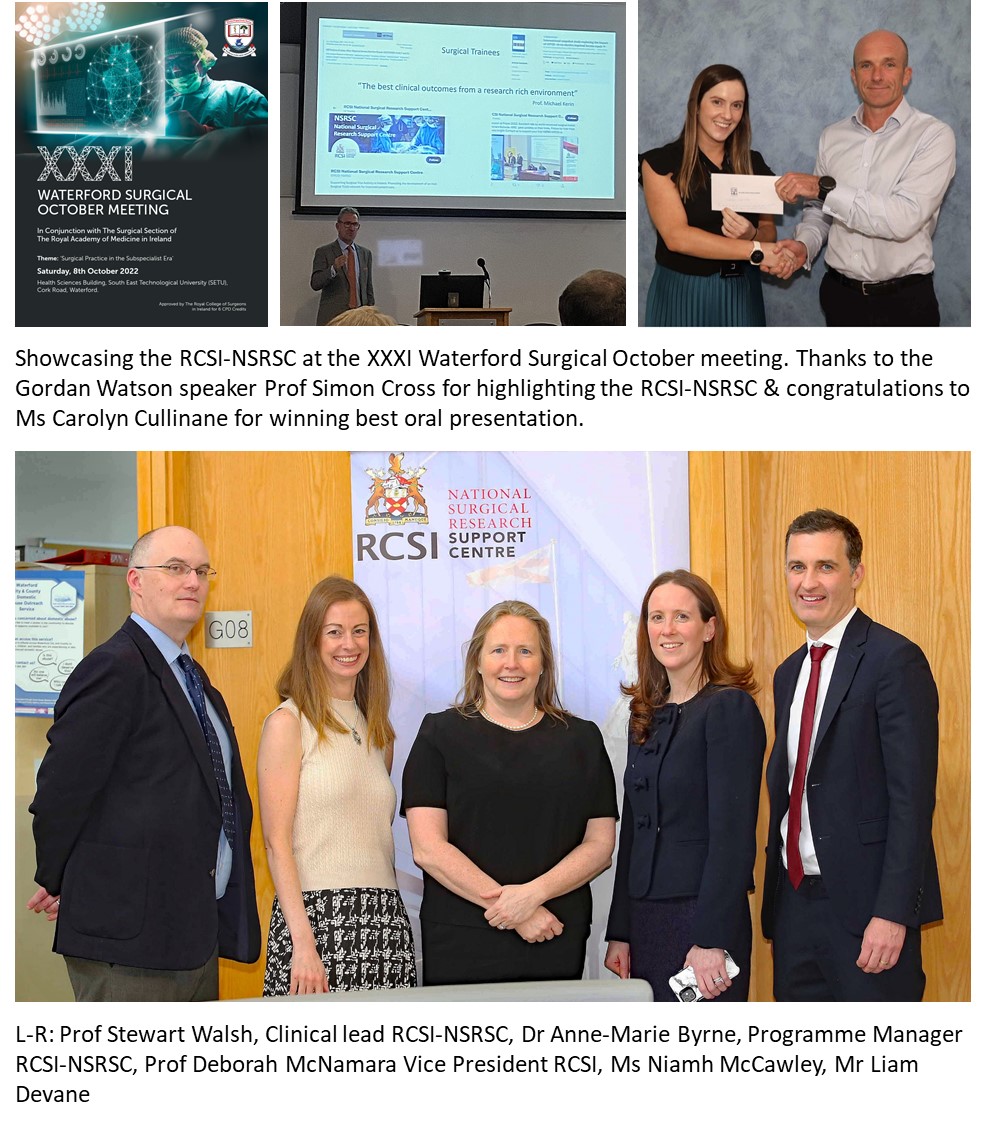 RCSI_NSRSC's tweet photo. Great opportunity to showcase the RCSI-NSRSC at the XXXI Waterford Surgical October meeting #WSOM 2022 https://t.co/yYnsMJcBEc