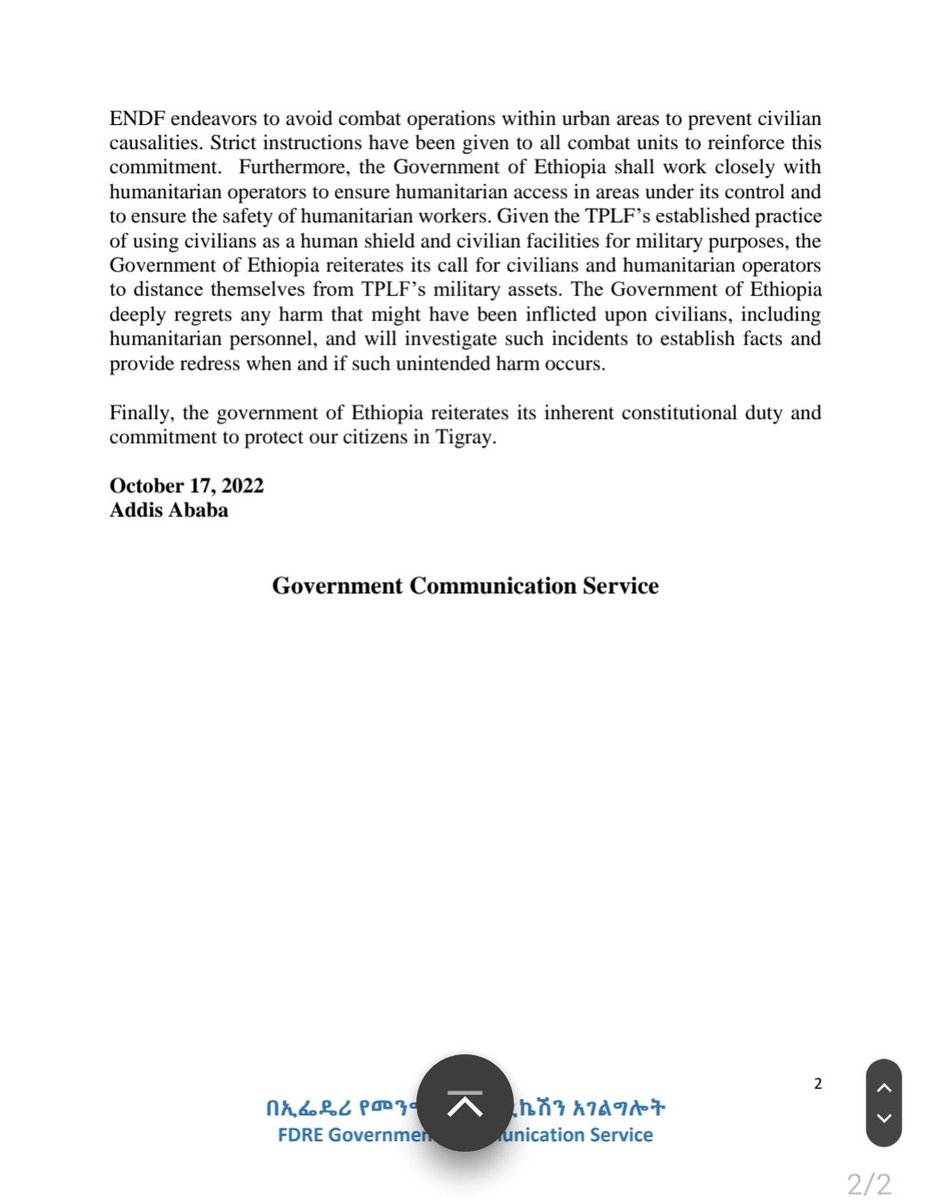 HermelaTV's tweet image. NEW Ethiopia Gov: Committed to AU-led peace talks. This 3rd time in 2yrs TPLF launched war - known 2use civilians as shields, Ethio Army given strict orders 2prevent civilian casualties, reiterate duty2 “protect our citizens in Tigray” @FdreService #NoMore #TPLFMustGo #DisarmTPLF