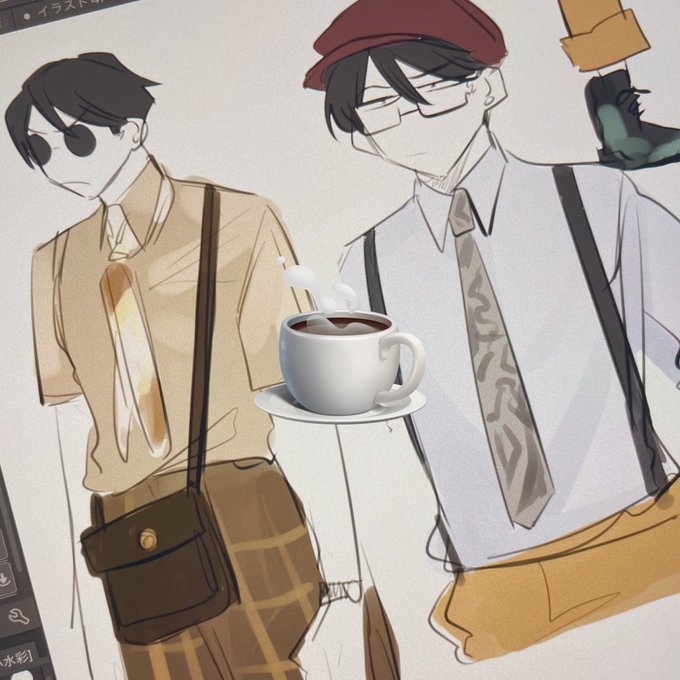 「brown necktie glasses」 illustration images(Latest)