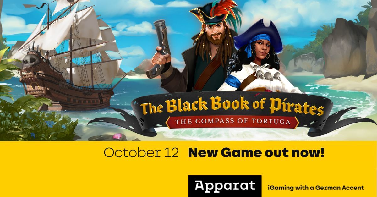ApparatGaming's tweet photo. Out now: The Black Book of Pirates - The Compass of Tortuga ๐ดโโ ๏ธ
Our 5 x 3 reel, high volatility 10 payline slot combines a classic book game with a thrilling Compass of Tortuga Hold & Respin feature that promises plenty of pirate gold!
๐#iGaming #Slots #SlotRelease https://t.co/SR4DLz5B0q