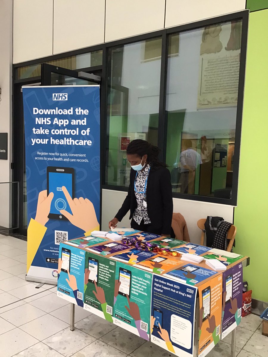 Heading to Kings Mill Hospital today? Do you need some help with the #NHSApp? 📱

Why not pop by our stall and a member of the team can help you take control of your Healthcare 👍🏼