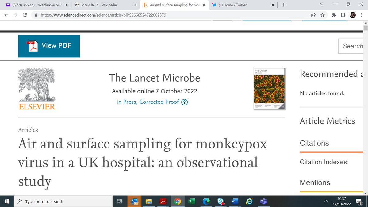 Oekaetchukoo's tweet photo. What a great day to start a Monday. Our paper on the Air and Surface sampling for #monkeypox in a UK hospital got discussed on TWIV podcast. Link is   https://t.co/nyXZT8ZM9r. Skip to 6.17 :)
#monday https://t.co/JwKQz9JKtP