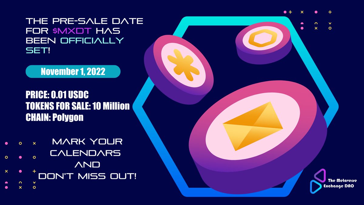 MetaExDAO's tweet image. Finance for a real metaverse!

$MXDT Pre-sale date is set!

#mxdt, #metaveres, #gamefi