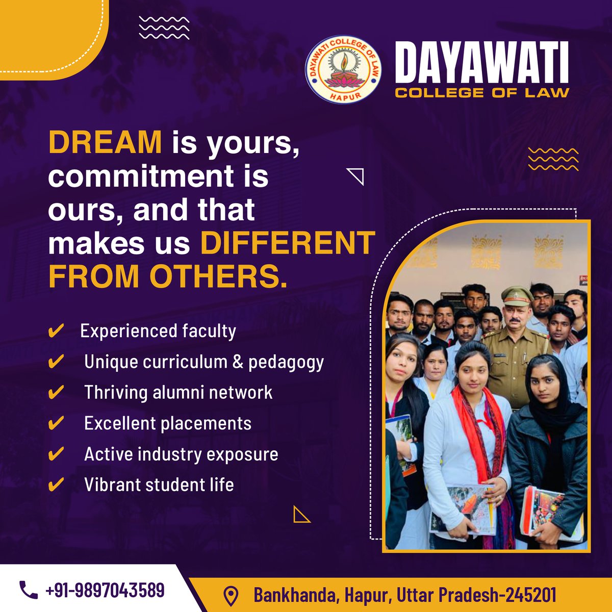 DCLHapur's tweet photo. Dayawati College of Law is a high-level education center that offers degrees in a wide range of courses. Start your learning journey with us today. Our goal is to prepare you for success.
.
.
#college #hapurcollege #law #dayawaticollege #dayawaticollegeoflaw #enrollnow #contactus https://t.co/ONt2QRqFDf