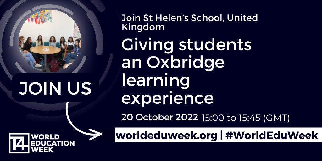 StHelensSchool's tweet photo. THREAD🧵
Only 3 days until our online event with @T4EduC for #WorldEduWeek!
Join our teachers with T4 Education to hear more about our pioneering #NudgeforLearning programme:
https://t.co/E8If2yho1O
#EduTwitter https://t.co/Y3hUOiJ17V