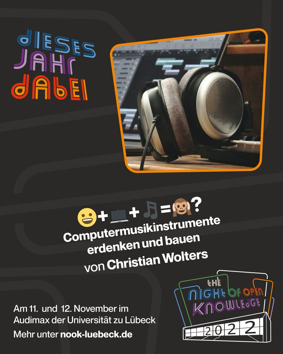 Vermutlich habt ihr alle schon mal Musik über einen Computer abgespielt. Aber wie kann man mit einem Computer eigene Musik erzeugen? 

Findet es heraus, im Vortrag von Christian Wolters (eigenen Computer gern mitbringen) auf der Nook 2022. 

2022.nook-luebeck.de/talks/happy-co…