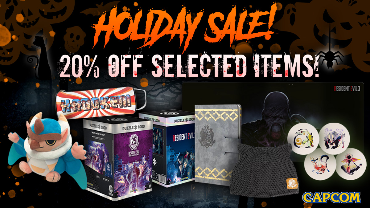 CapcomStoreEU's tweet image. Rise of the Fall! 
Enjoy your holidays and get a smashing discount on selected items.

From the 17th October, you will find an extending selection of merch both cute &amp;amp; cool! Visit “➡️ store.capcom-europe.com” to find out more!