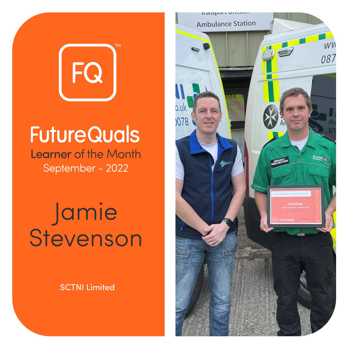 Congratulations to Jamie from <a href="/SCTNI/">SCTNI</a> for winning the September FutureQuals Learner of the Month!

Well done and keep up the good work!

#FutureQuals #FQ #Learning #Learner #Congratulations #Experience #Work #Team #Future #Innovation #Education