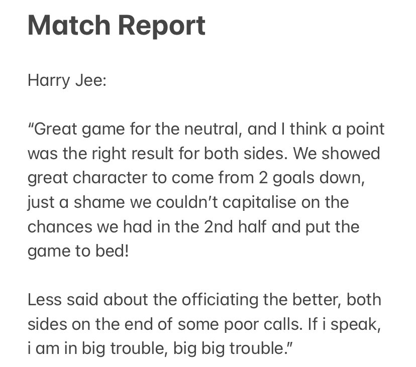 FT - Culm Utd 4-4 East Budleigh 2nds.

Chris White⚽️⚽️
OG⚽️
Ricky Lee⚽️
MOTM - <a href="/tmarshall666/">Toby Marshall</a>👑
We come away slightly disappointed in the end being 4-2 up, but we came back from 2-0 in the first place.

4-4 with the league leaders is a valiant effort and something to build on🐧