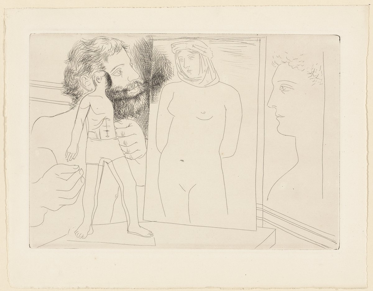 pablocubist's tweet photo. Pablo Picasso, Sculptor with Sculpture and Other Works, plate five from Le Chef d'oeuvre inconnu, 1927 #pablopicasso #artinstituteofchicago https://t.co/hlFY3L8flY https://t.co/tKm1cEEq2J