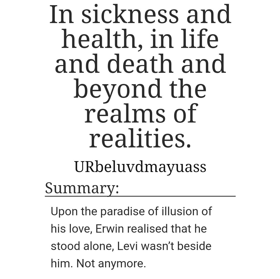 URbeluvdmayuass's tweet photo. Day 5: Erwin and Levi Die

Title: In sickness and health, in life and death and beyond the realms of realities
Tags: Angst and Tragedy, Self-sacrifice, Suicide, Major Character Death
Link: https://t.co/11sdGgE3ZS

For #EruriAngstWeek2022 #EruriAngstWeek by @EruriAngstWeek https://t.co/kA7PlRRZkB
