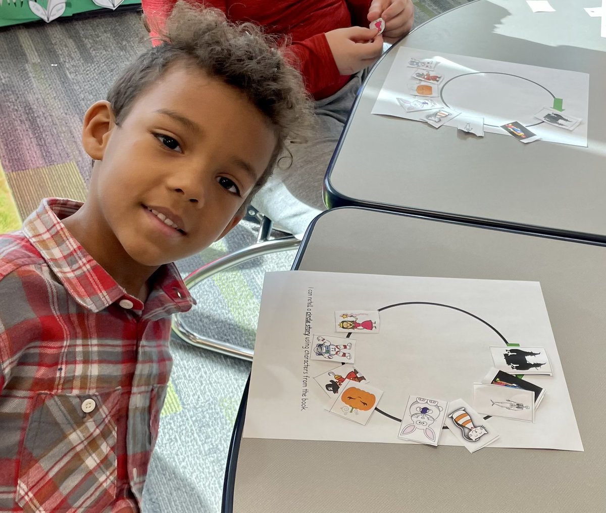 KatiebellSLP's tweet photo. @SLCSpearson students use specific vocabulary to share and write a retelling from a spooky story! #govisual https://t.co/IY7azEpfz3