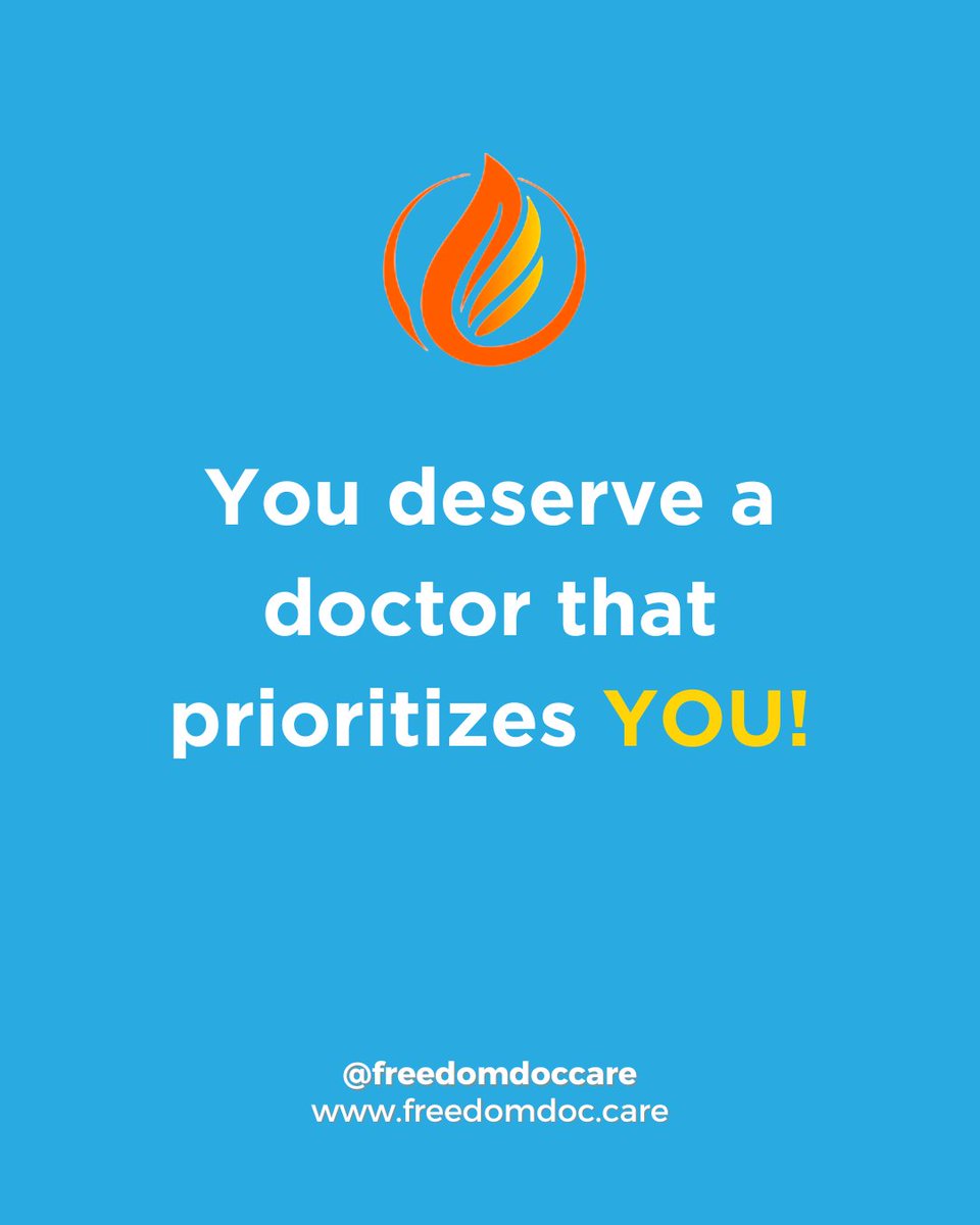 FreedomDocCare's tweet photo. What is a FreedomDoc, you ask? FreedomDocs are physicians whose primary focus is YOU. 

Quality care, convenience, transparency, and affordability are just a few of the things that FreedomDocs prioritize. https://t.co/7xqmy2LtIZ