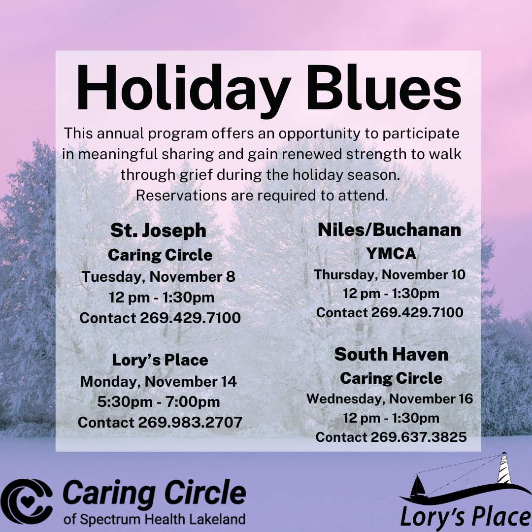 As the holidays approach our grief can intensify. Attend any of our Holiday Blues sessions to support you through this holiday season. #holidaygrief #grief #lorysplace