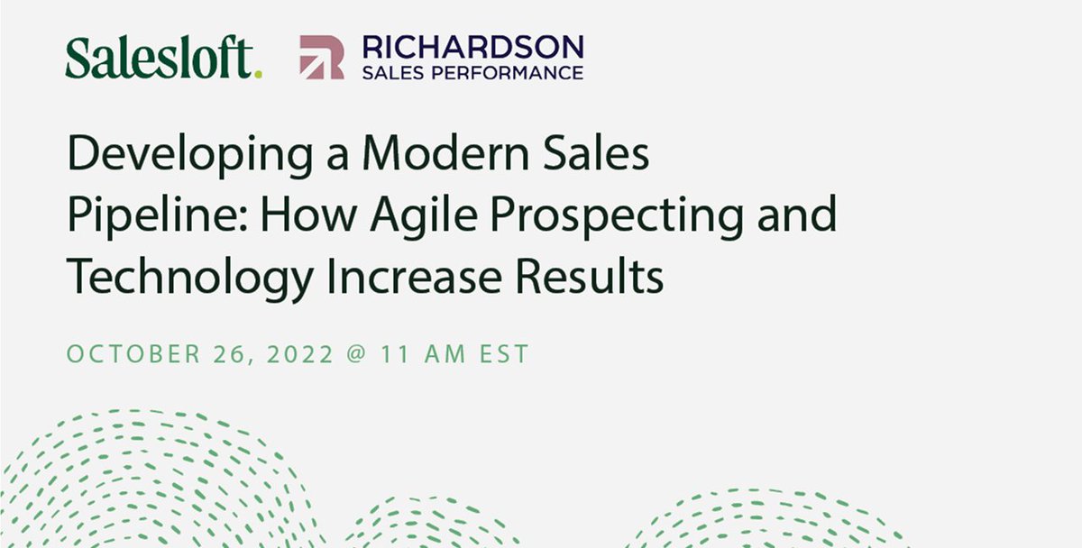 RichardsonSales's tweet photo. Join Richardson and Salesloft for a webinar on October 26 to learn how to leverage technology to identify and engage strategic prospects. Register here: https://t.co/u6GxKq7Kyf 
#webinar #sales https://t.co/Kyd3B77l4O