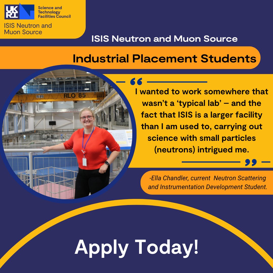 Industrial Placement Student Roles are open!🎉 Get an insight into life as a placement student from this interview with four of our current cohort... isis.stfc.ac.uk/Pages/MeettheP… Search the range of roles and apply here... careersportal.co.uk/UKRI-careers/p… #IndustrialPlacement