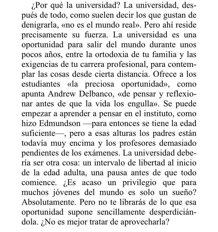 igsaavedraceu's tweet photo. Cuatro citas del libro de #Deresiewicz que podrían ayudar al sistema universitario a no perder el norte.
@EdicionesRialp @WDeresiewicz
#Universidad https://t.co/WUwrZJof1M