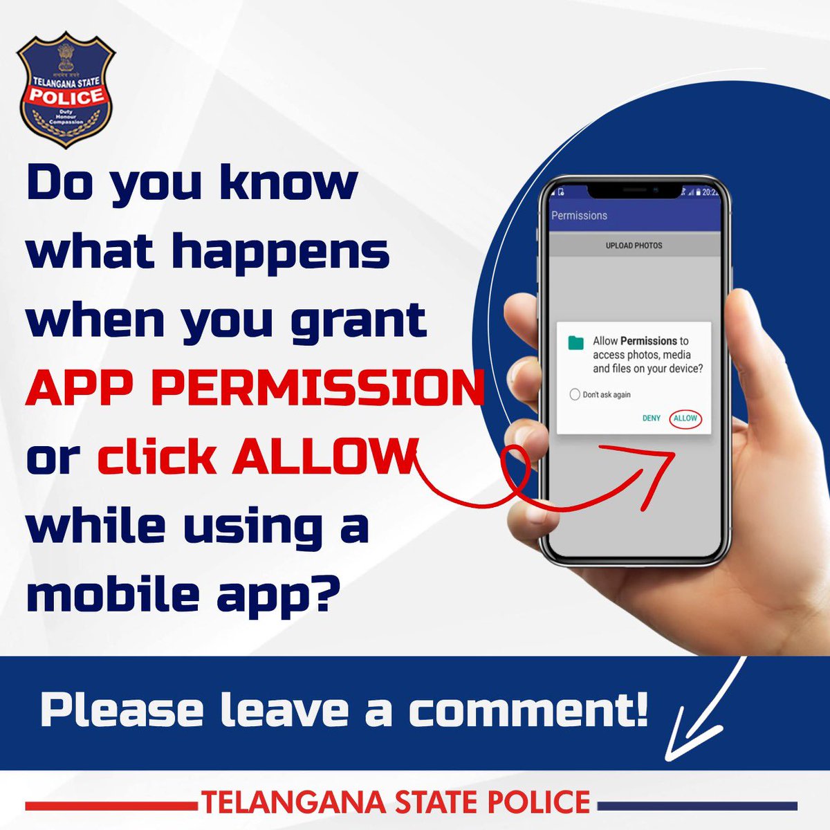 What happens when you tap 'Allow' on a mobile app? Leave a comment below. If you have been a victim of cybercrime, call 1930 and file a complaint at cybercrime.gov.in. #cybersecurity #cybercrime #awarenessofcybersecurity