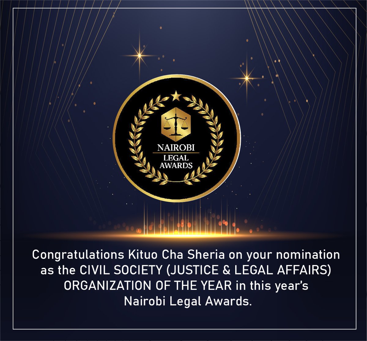 We’re honored to have been nominated in this year’s Nairobi Legal Awards as the CIVIL SOCIETY (JUSTICE &amp; LEGAL AFFAIRS) ORGANIZATION OF THE YEAR.
