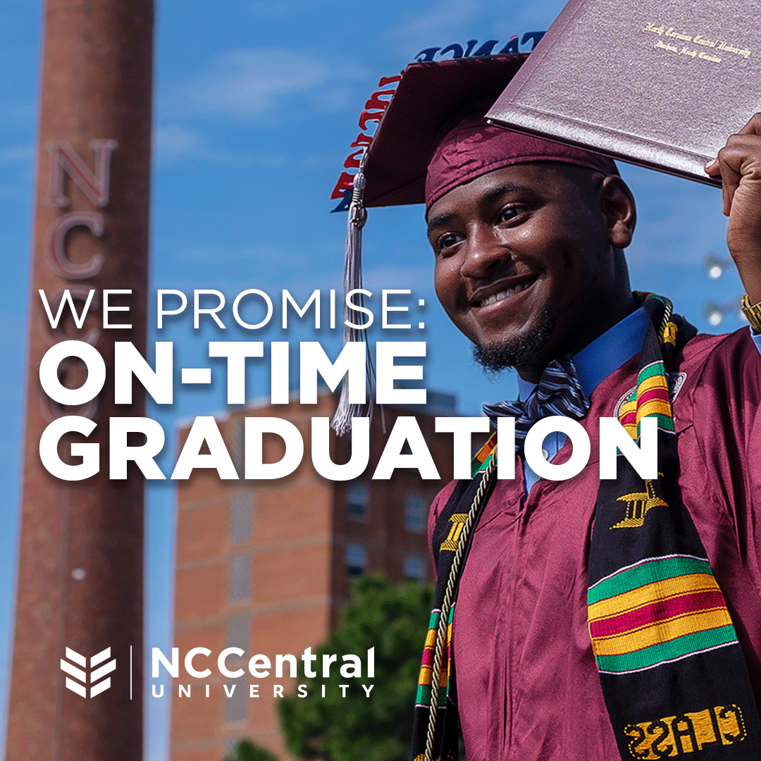 NCCU's tweet photo. We promise an On-time Graduation: When students follow the suggested pathway, they will earn their degree in the expected timeline, surrounded by a supportive and inclusive environment that prepares them to soar.  ​

#GraduateOnTime #EaglePromise #NCCU https://t.co/BPumMok0az