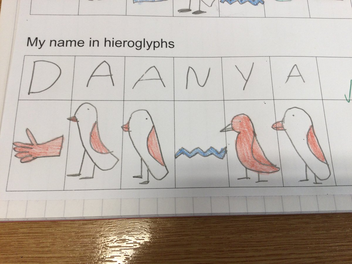 LydgateY5B's tweet photo. Class 3/4 have loved learning about how the Ancient Egyptians used hieroglyphics.
We have decoded messages and used the hieroglyphics to write our names ! https://t.co/Uuc9dnmIss
