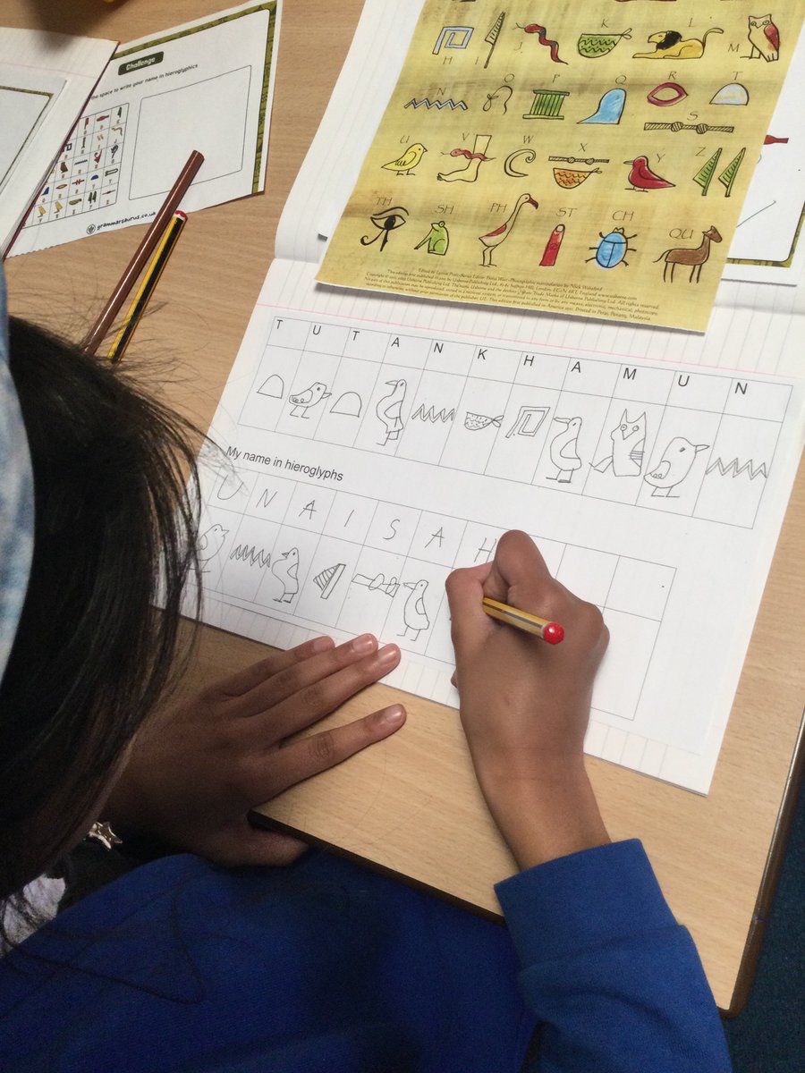 LydgateY5B's tweet photo. Class 3/4 have loved learning about how the Ancient Egyptians used hieroglyphics.
We have decoded messages and used the hieroglyphics to write our names ! https://t.co/Uuc9dnmIss