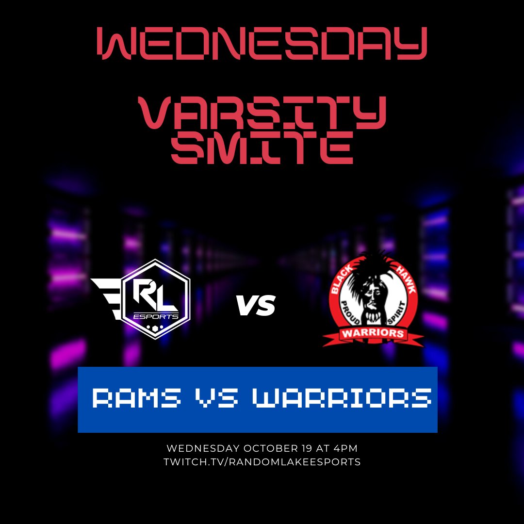 RLEsports2's tweet photo. Today the Random Lake's Smite Team goes up against the Warriors of Black Hawk High School. Can Random Lake stay Undefeated?
Join us at 4pm to find out. https://t.co/zwuFuzRjsh
#Esports #RLRams #RLAdvantage #SmiteGame @WIHSesports @SMITEGame @SmitePro https://t.co/wiVI7laTKh